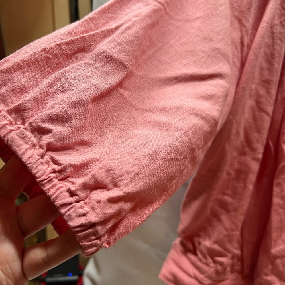 Pink Wrap Blouse with 3/4 Sleeves boho academia - Picture 8 of 11